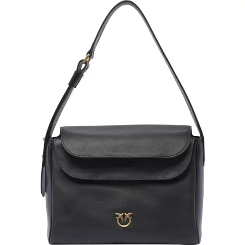 Schwarze Leder Hobo Tasche , Damen, Größe: ONE Size - pinko - Modalova