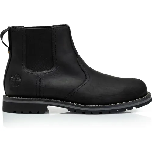 Herren Chelsea Boots Schwarz Leder Runde Zehe - Timberland - Modalova