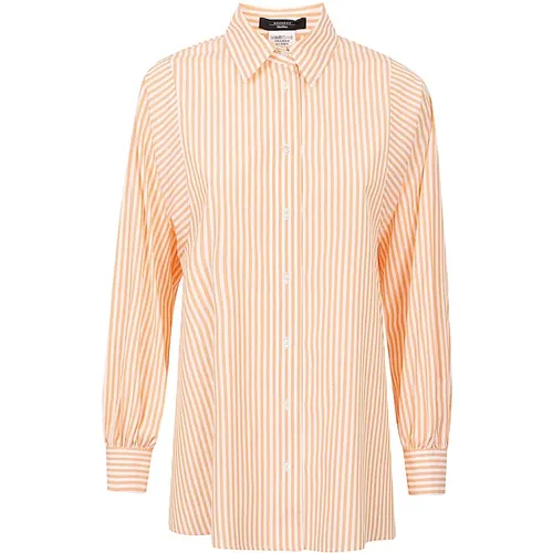 Classic Cotton Shirt with White and Stripe , female, Sizes: L, 3XS, 2XS - Max Mara Weekend - Modalova