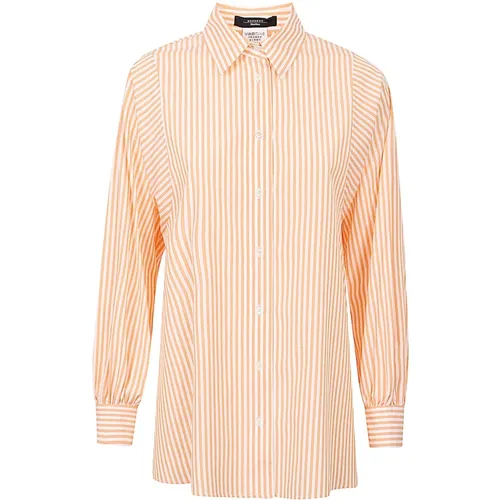 Classic Cotton Shirt with White and Stripe , female, Sizes: L, 3XS, 2XS, XL - Max Mara Weekend - Modalova