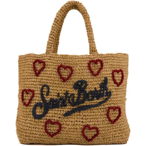 Crochet Shopper Bag with Beaded Logo , female, Sizes: ONE SIZE - MC2 Saint Barth - Modalova
