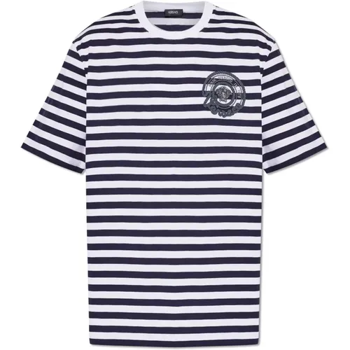 Striped T-shirt , male, Sizes: S, M, L - Versace - Modalova
