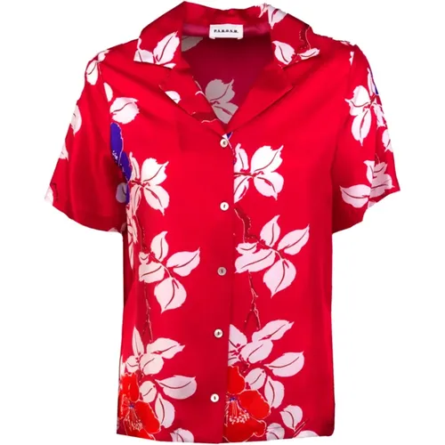 Floral Satin Shirt with Jacket-Style Collar , female, Sizes: XS, M, S - P.a.r.o.s.h. - Modalova