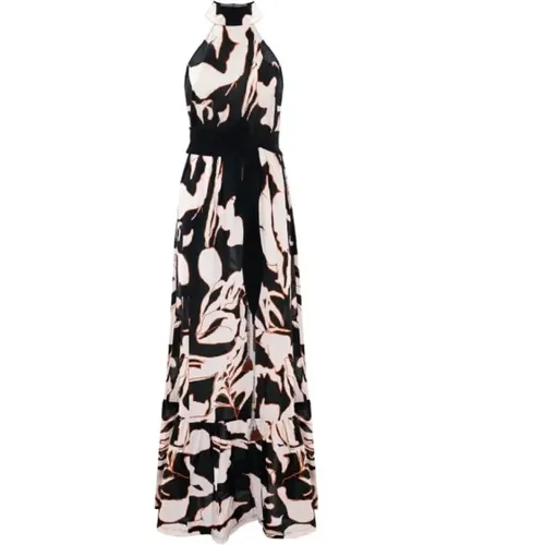 Schwarzes Neckholder-Kleid mit abstraktem Muster , Damen, Größe: M - Kocca - Modalova
