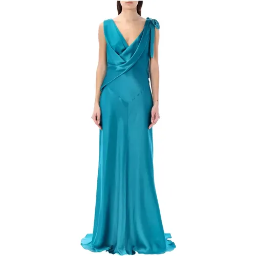 Satin Draped Dress , female, Sizes: XS - alberta ferretti - Modalova