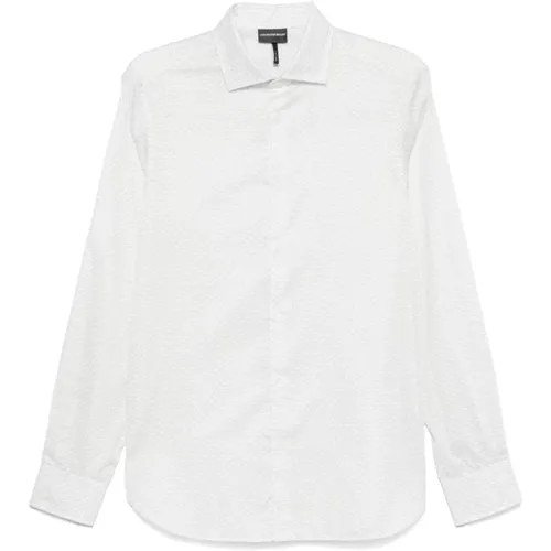 Logo Print Poplin Shirt , male, Sizes: M, 2XL, 3XL, L, S, XL - Emporio Armani - Modalova