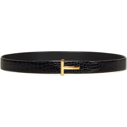 Reversible Caiman Leather Belt , male, Sizes: 80 CM, 75 CM, 115 CM - Tom Ford - Modalova