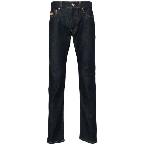 Blaue Slim Fit Jeans , Herren, Größe: W33 - Versace - Modalova