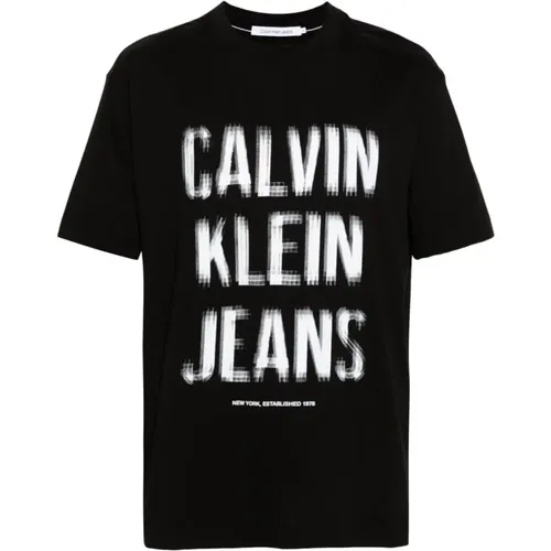 Schwarze T-Shirts und Polos von Calvin Klein , Herren, Größe: L - Calvin Klein Jeans - Modalova