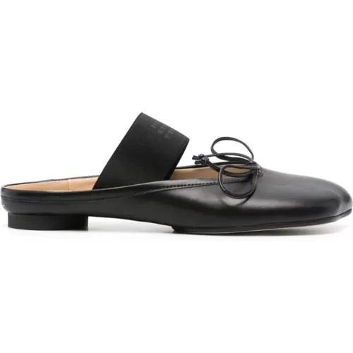 Nappa Leather Bow Detailing Flat Shoes , female, Sizes: 4 UK - MM6 Maison Margiela - Modalova