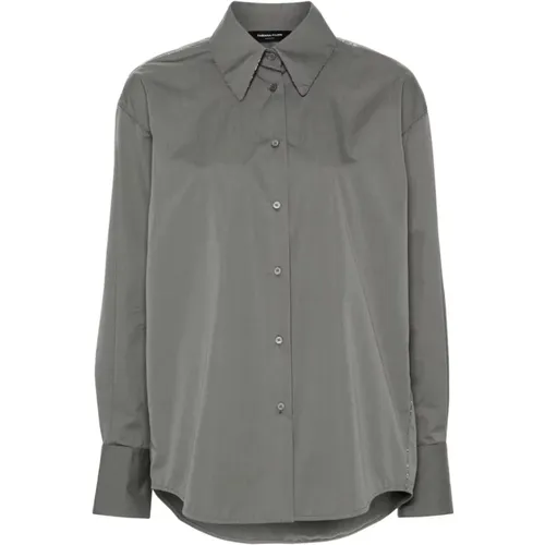 Grey Poplin Shirt , female, Sizes: XS, S, M - Fabiana Filippi - Modalova