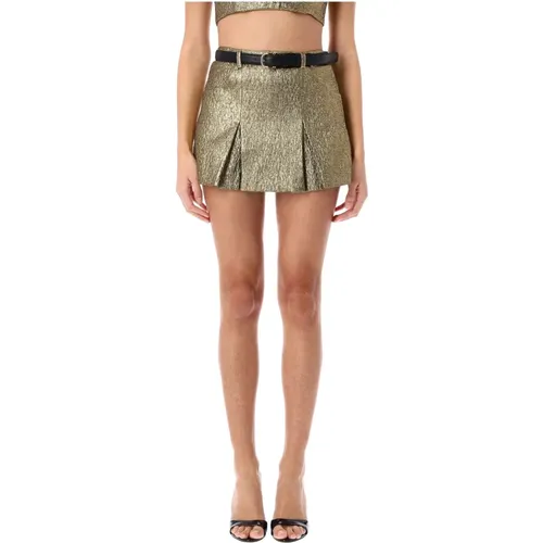 Gold Metallic Jacquard Skort with Belt , female, Sizes: XS - Self Portrait - Modalova