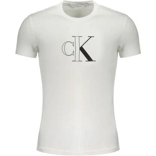 Herren T-Shirt mit Kurzarm aus Baumwolle , Herren, Größe: L - Calvin Klein - Modalova