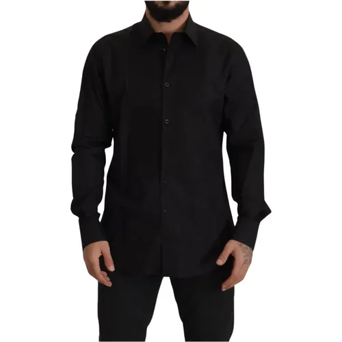 Schwarzes Tuxedo Dress Hemd Slim Fit , Herren, Größe: M - Dolce & Gabbana - Modalova