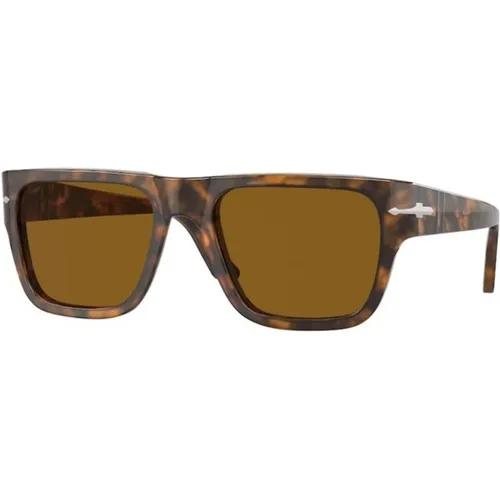 Braunes Gestell Braune Gläser Sonnenbrille , Herren, Größe: 57 MM - Persol - Modalova