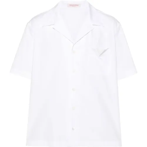 V Detail Cotton Shirt , male, Sizes: M, S, L - Valentino - Modalova