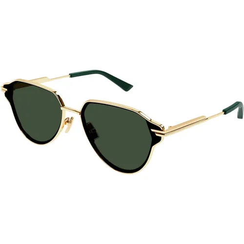 Gold/Green Sonnenbrillen Bv1271S , unisex, Größe: 63 MM - Bottega Veneta - Modalova