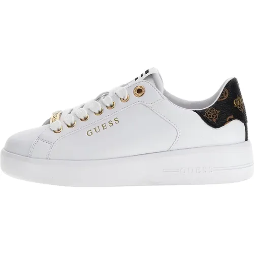 Weiße Ledersneakers mit Goldenem Logo , Damen, Größe: 35 EU - Guess - Modalova