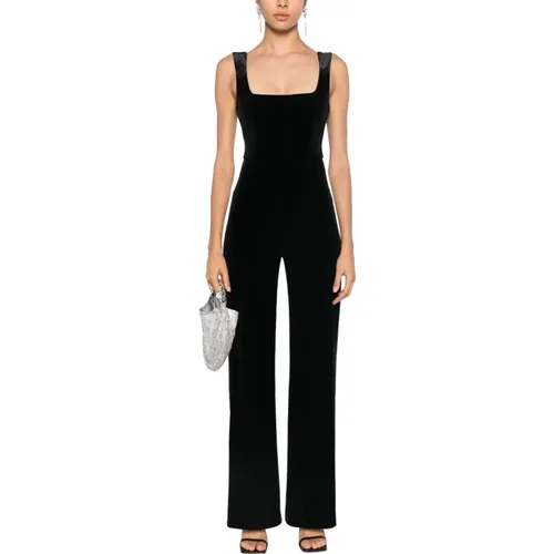 Schwarzer Samt Jumpsuit Elegantes Design , Damen, Größe: M - PATRIZIA PEPE - Modalova