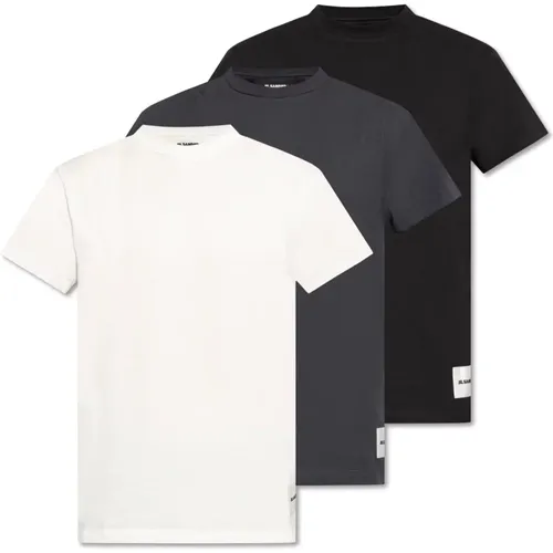 Marken T-Shirt Dreierpack , Herren, Größe: L - Jil Sander - Modalova