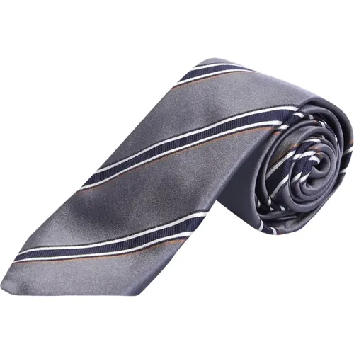 Diagonal Stripe Silk Tie , male, Sizes: ONE SIZE - BRUNELLO CUCINELLI - Modalova