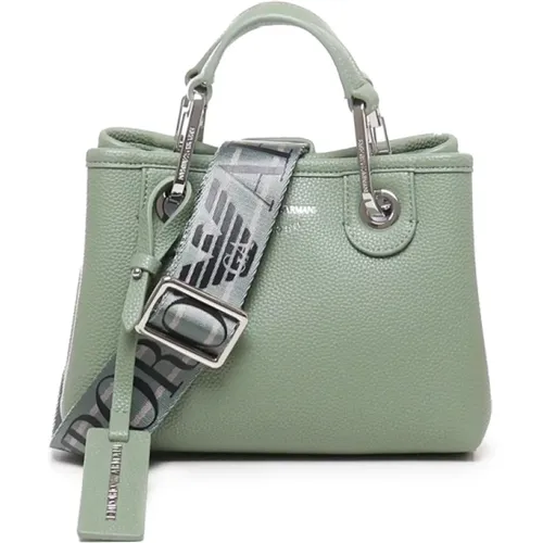 Grüne Tasche mit Gehämmerter Textur und Logo-Druck , Damen, Größe: ONE Size - Emporio Armani - Modalova