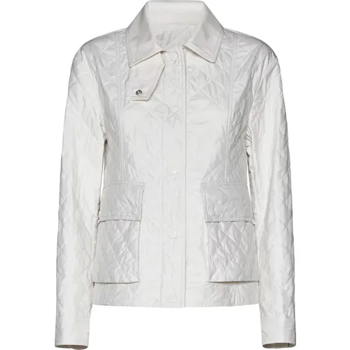 Gepolsterte Weiße Jacke Logo Patch - Moncler - Modalova