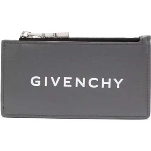 Grey 4G Logo Leather Cardholder , male, Sizes: ONE SIZE - Givenchy - Modalova