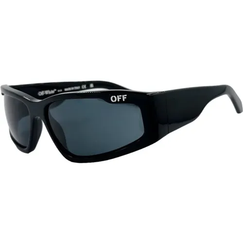 Sporty Sunglasses with Asymmetric Logo , unisex, Sizes: ONE SIZE - Off White - Modalova
