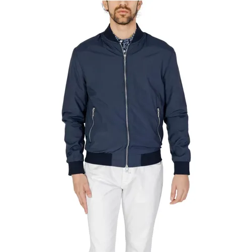 Blaue Zip-Up Jacke mit Taschen , Herren, Größe: S - Antony Morato - Modalova