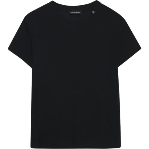 Schwarzes Amani T-Shirt Rundhalsausschnitt Baumwolle , Damen, Größe: M - Anine Bing - Modalova
