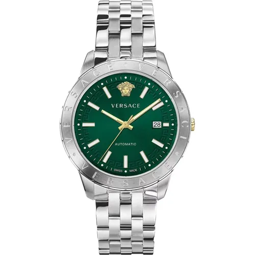 Automatic Green Steel Watch , male, Sizes: ONE SIZE - Versace - Modalova