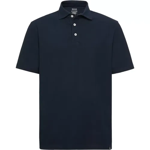 Regular Fit Polo Shirt aus Baumwoll-Crêpe-Jersey , Herren, Größe: M - Boggi Milano - Modalova