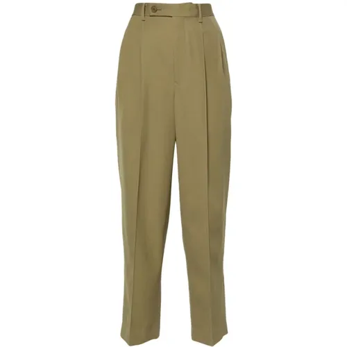 Khaki Wool Trousers with Front Zip , female, Sizes: XS, M, S - Auralee - Modalova