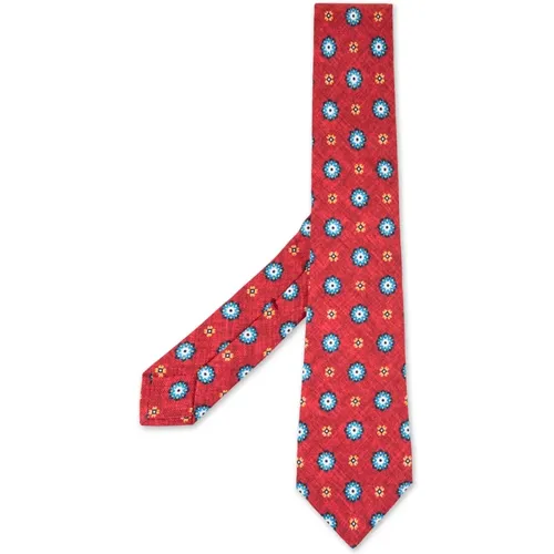 Red Silk Tie with Flower Pattern , male, Sizes: ONE SIZE - Kiton - Modalova