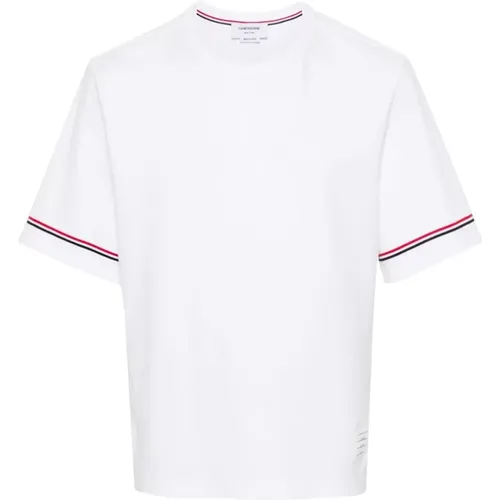 Gestreiftes Baumwoll-T-Shirt mit Logo , Herren, Größe: M - Thom Browne - Modalova