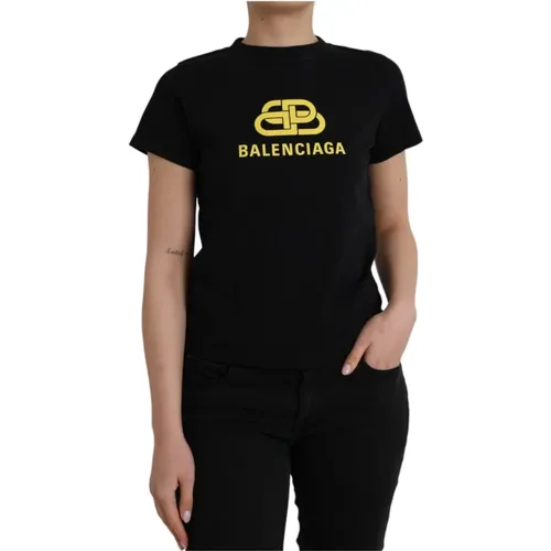 Logo Print Rundhals T-shirt , Damen, Größe: S - Balenciaga - Modalova