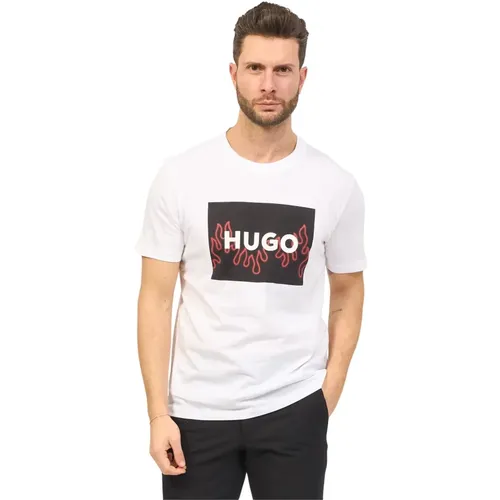 Herren Regular Fit T-Shirt mit Flammen-Grafik - Hugo Boss - Modalova