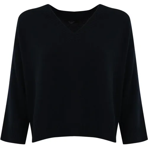 Kaschmir Pullover Blau V-Ausschnitt Gerippt - Max Mara Weekend - Modalova