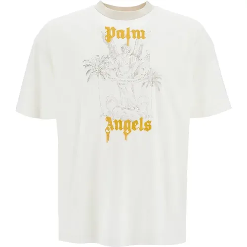 Oversized Pencil Print Crew Neck T-Shirt , Herren, Größe: L - Palm Angels - Modalova