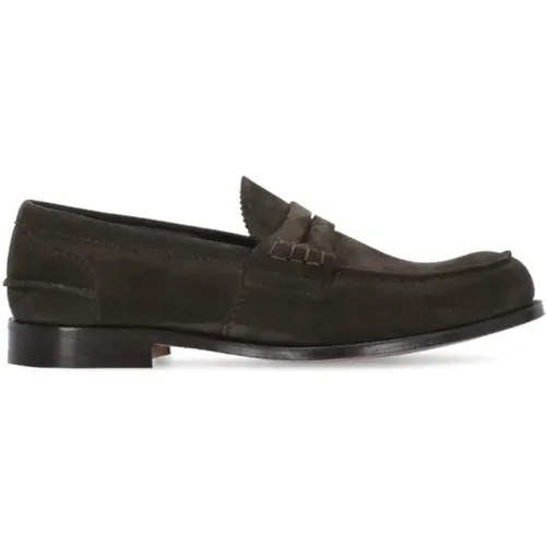 Suede Loafers with Mask Toe , male, Sizes: 8 1/2 UK, 7 1/2 UK - Church's - Modalova