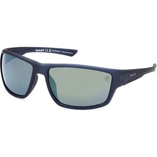 Blaue Matte Polarisierte Sonnenbrille Tb00003-91D , Herren, Größe: 65 MM - Timberland - Modalova