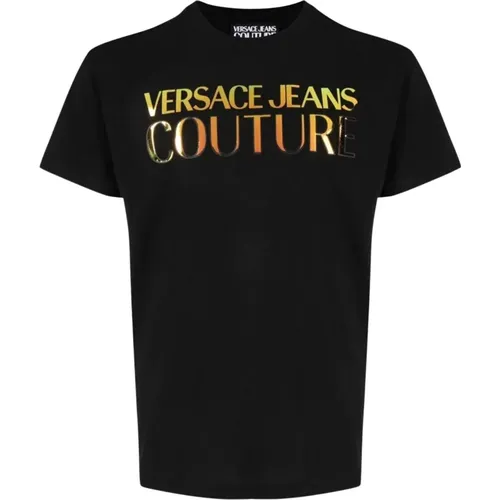 Schwarze T-Shirts , Herren, Größe: 2XL - Versace Jeans Couture - Modalova