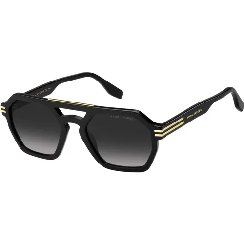 Schwarze/Grau Getönte Sonnenbrille , Herren, Größe: 53 MM - Marc Jacobs - Modalova