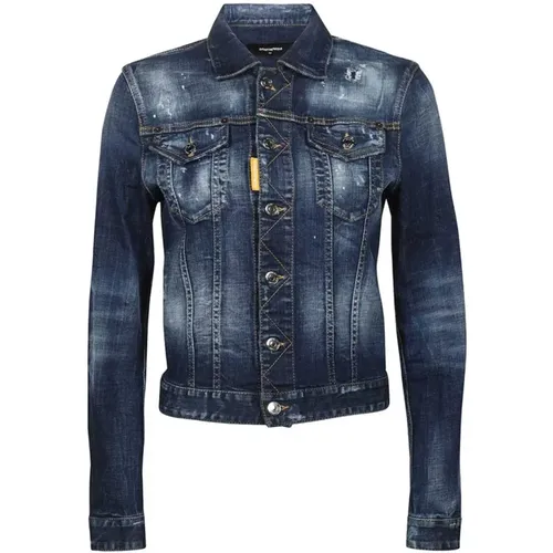 Bespritzte Denimjacke , Damen, Größe: 3XS - Dsquared2 - Modalova