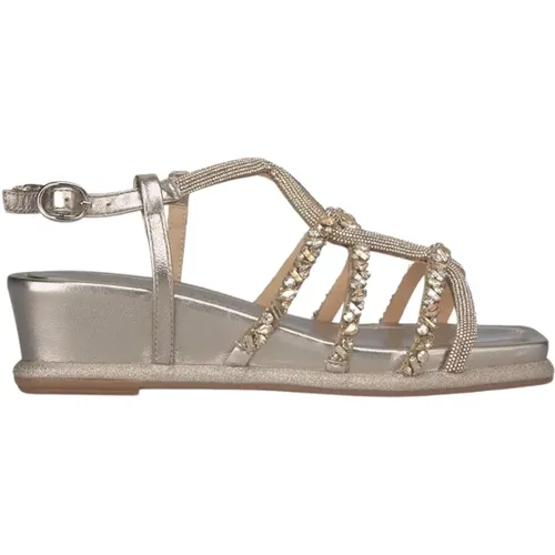 Crystal Embellished Wedge Sandal , female, Sizes: 6 UK, 5 UK - Alma en Pena - Modalova