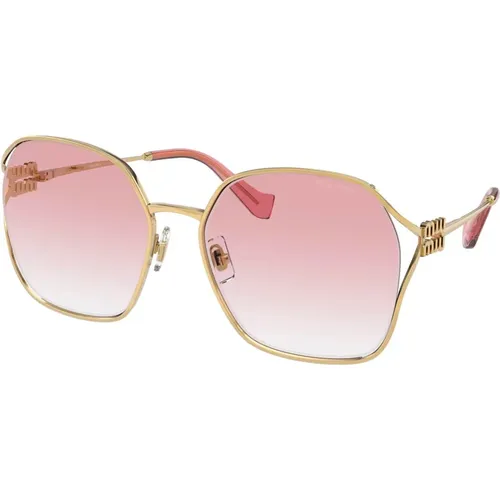 Gold/Pink Shaded Sunglasses , female, Sizes: 60 MM - Miu Miu - Modalova
