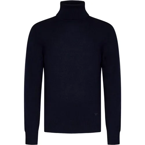 Navy Blauer Kaschmir Rollkragenpullover , Herren, Größe: M - Emporio Armani - Modalova