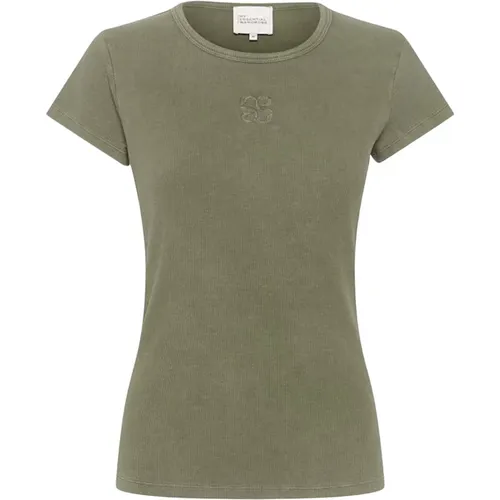 Grün Waschen Tee Top , Damen, Größe: L - My Essential Wardrobe - Modalova