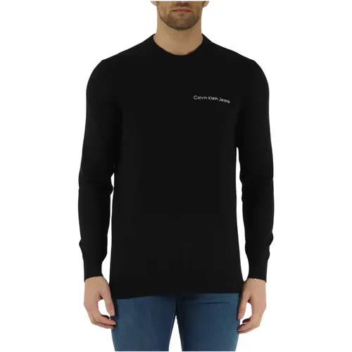 Cotton Crewneck Logo Sweater , male, Sizes: 2XL, S, 3XL, XL, M, L - Calvin Klein Jeans - Modalova